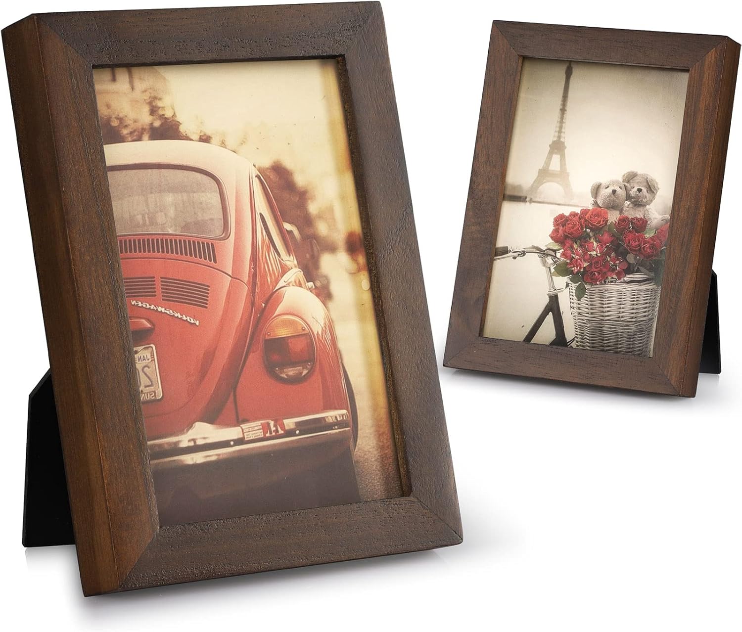 Photo Albums, Frames & Accessories - Emfogo 4x6 Picture Frame, Pack of 2 Photo Frame with Real Glass, Solid Wood Rustic Picture Frames 4x6 Display for Wall Decor (Vintage Walnut)