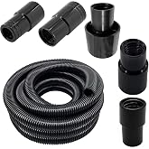 Shop Vacuum Dust Collection Hose Kit,12 Ft Dust Power Tools Hose Kit with 5 Fittings/Attachments for Shop Vacuums,Workshop, Wet/Dry, Fits Multiple Types/Brands of Woodworking Power Tools (5)