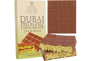 PATIS SAVORE Dubai Chocolate Bar Pistachio – 2.6 oz Premium Dessert with Pistachio Cream & Kataifi Filling | Gourmet Dubai Chocolate Filling | Elegant Gift Chocolate
