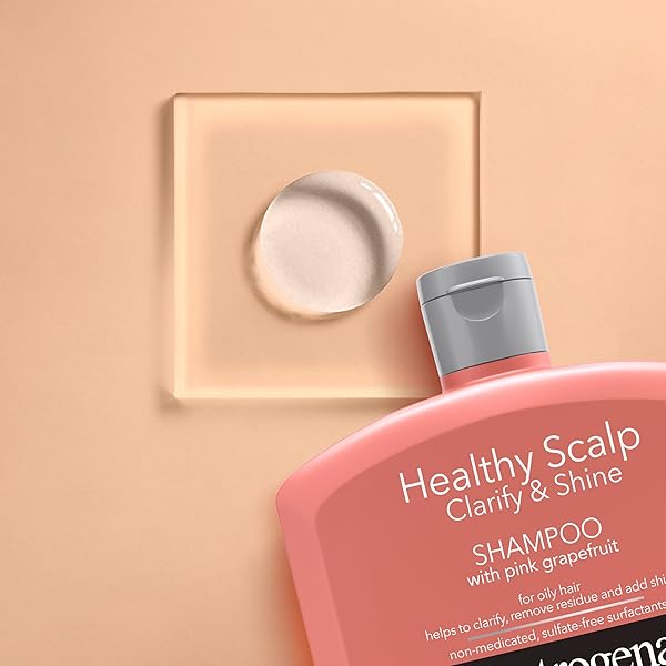 NEUTROGENA EXFOLIATING HEALTHY SCALP CLARIFY & SHINE SHAMPOO FOR OILY HAIR AND SCALP, ANTI-RESIDUE SHAMPOO WITH PINK GRAPEFRUIT, PH-BALANCED, PARABEN & PHTHALATE-FREE, COLOR-SAFE, 12OZ