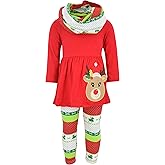 Unique Baby Girls Kids Toddler 3pc Outfit Set Long Sleeve Soft Knit Tunic Top Leggings and Scarf