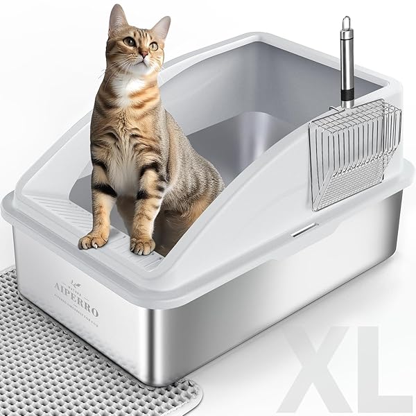 STAINLESS STEEL LITTER BOX | XL ENCLOSED CAT...