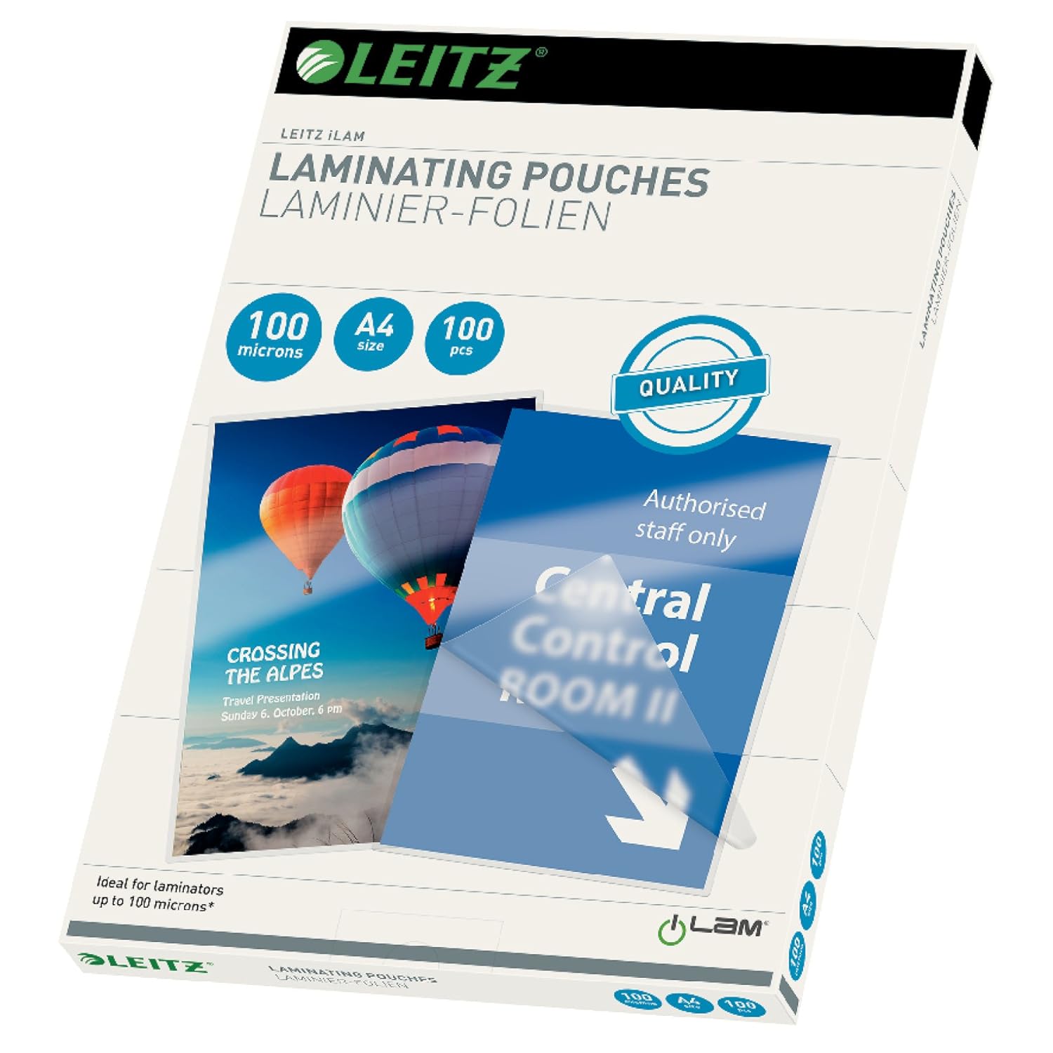 Leitz iLAM A4 Glossy Laminating Pouches, 100 microns, Pack of 100