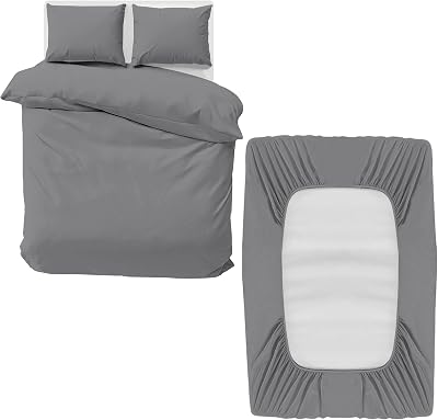 MOONLIGHT20015 Double Bedding 4 Piece Duvet Cover Set Grey Microfiber