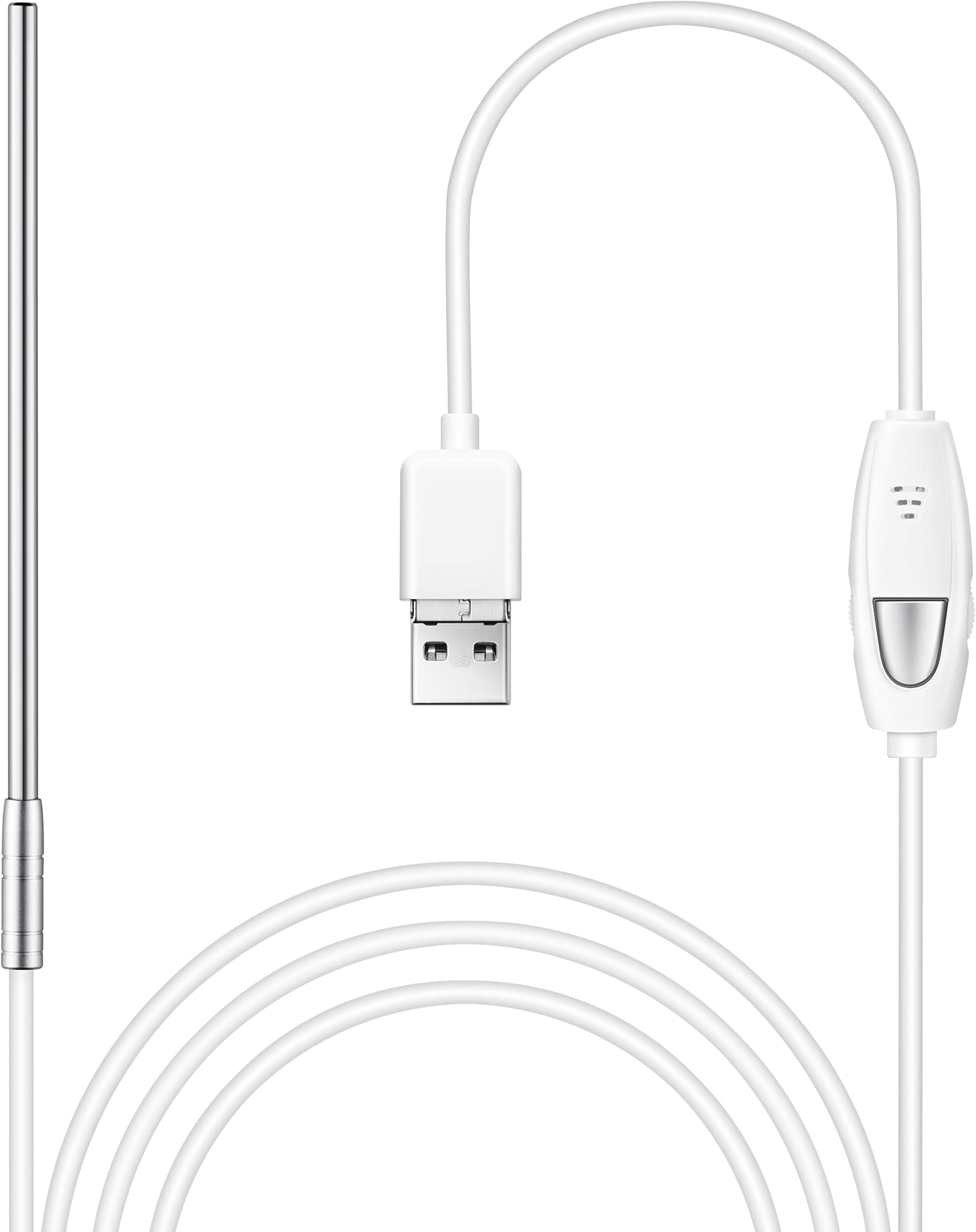 Ear Endoscope,USB Microscopes,Borescope,Otoscope Inspection Camera 3in 1 USB Waterproof 6 Adjustable LED Lights 1.3MP 720 HD OTG and UVC Function for Android/PC/Android Pad,White