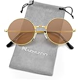 NACHLYNN Round Hippie Sunglasses Metal Border Circle Hippie Glasses UV380 Protection 70s Sunglasses for Men Women Party Favor