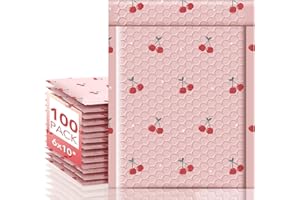 METRONIC Bubble Mailers 6x10 Inch 100 Pack Cherry Pink Padded Mailer Usable Size 6x9 Waterpoof Padded Envelopes Pretty Strong