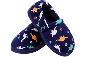 MIXIN Boys Slippers Indoor House Slippers Bedroom Dinosaur Soft Warm Boys House Shoes with Memory Foam