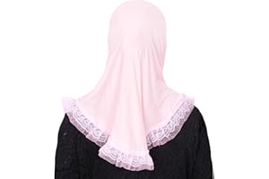 MuLanLegend Cotton Lace Hijab | Princess Nur Scarf Sarong | Girls Kids Instant Slip-on Scarf | Ligthweight and Comfortable