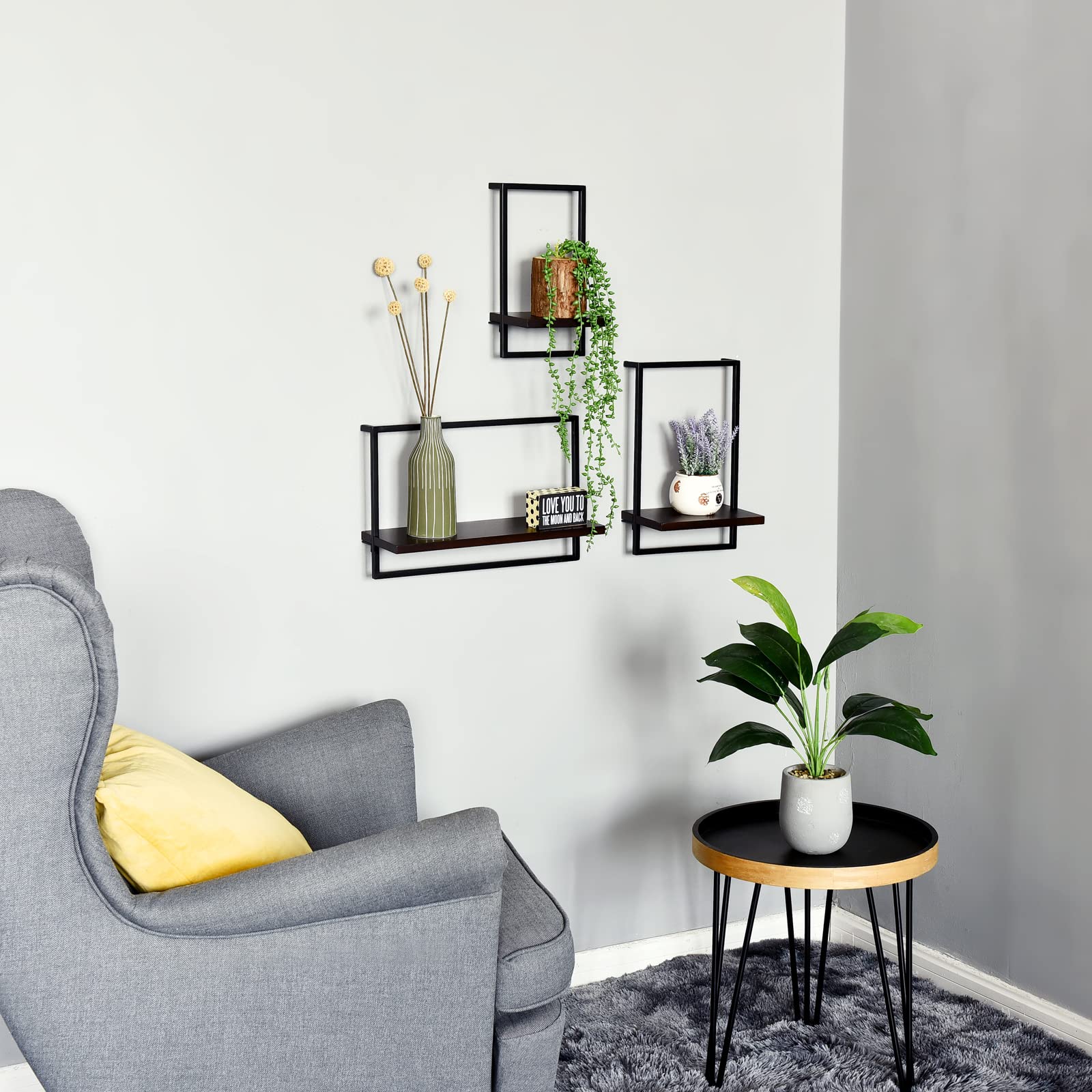 WELLAND 5.51" Deep Modern Floating Shelves, Natural Solid Wood, 16", 14 ...