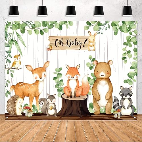 Woodland Baby Shower Backdrop Banner Baby Shower Decorations For