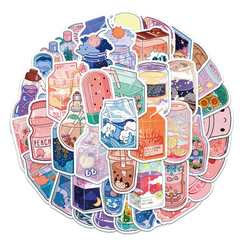 50 Pcs Cartoon Beverage Bottle Stickers, Cute Lovely Sticker for Kids Boys Girls Adult, Durable Aesthetic Vsco Decals for Water Bottle Laptop Skateboard Bicycle Motorbike Car Computer Scrapbook