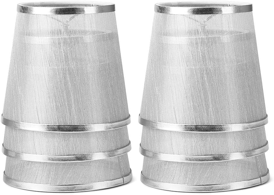 YISUN Set of 6 Clip On Gauze Chandelier Lamp Shades Little Upright Wall Candle Light Lampshade (6, Silver)