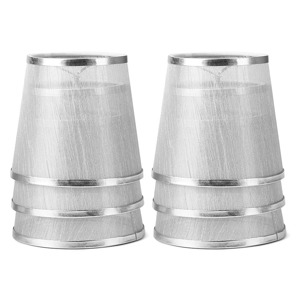 YISUN Set of 6 Clip On Gauze Chandelier Lamp Shades Little Upright Wall Candle Light Lampshade (6, Silver)