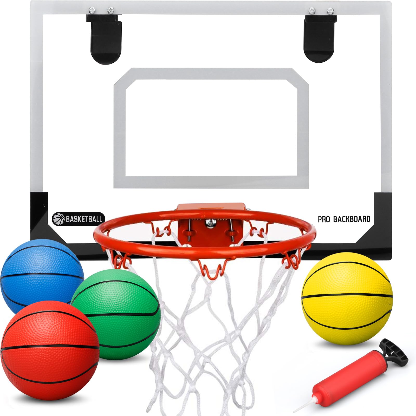 Mini Basketball Hoop for Kids & Adults - Over The Door Hoop with 3 Rubber Balls, Perfect for Home & Office