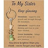 OVIFICEA Sister Gifts From Sister for Birthday,Natural Crystal Keychain Christmas Gift for Women Best Friend Sisters Adult
