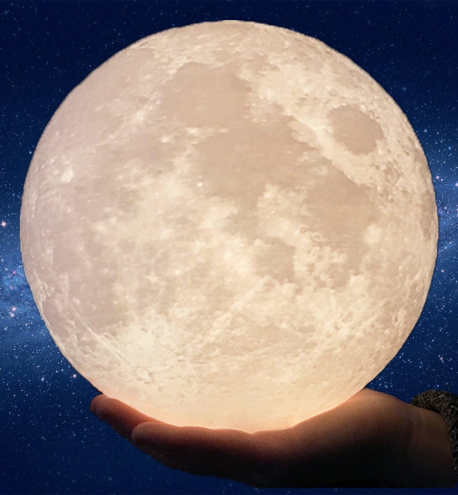 8.7"/22cm Gahaya ใSeamlessใ Moon Lamp, Touch Control, Unibody Forming 3D Printed, Dimmable, Warm White & Cool White, PLA material, USB Recharge