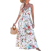 CUPSHE Women's Maxi Dress Floral Print Twisted V Neck Sleeveless Long Dress Summer Casual Dress