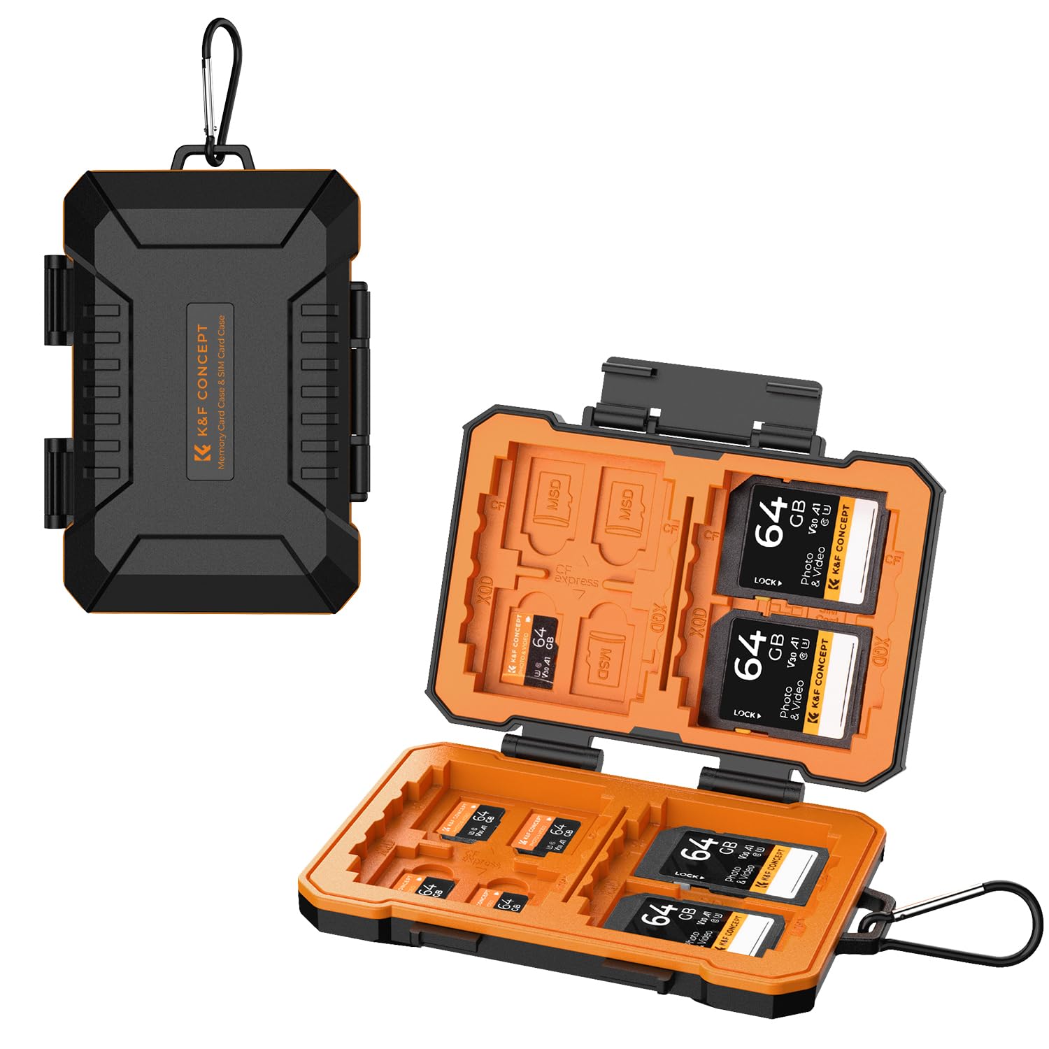 K&F Concept 29 Slot Memory Card Case, Water Resistant CF/SD/XQD/Micro SD/SIM Card Case Holder
