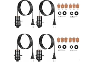 ACBungji 4 Sets Bottle Lamp Kit for Liquor Bottle, DIY Wine Bottle Lamp Kit, Lamp Parts Kit Including 8 FT Lamp Cord with Lamp Socket, 3 Size Tapper Cork, 9mm Glass Drill Bit and Lid