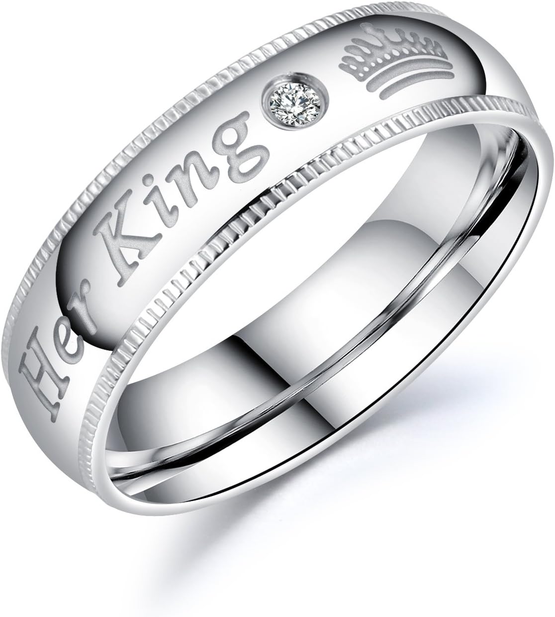 Her King His Queen Wedding Bands Men's Women Stainless Steel Bridal Ring Set Couples Anniversary Engagement Promise Rings