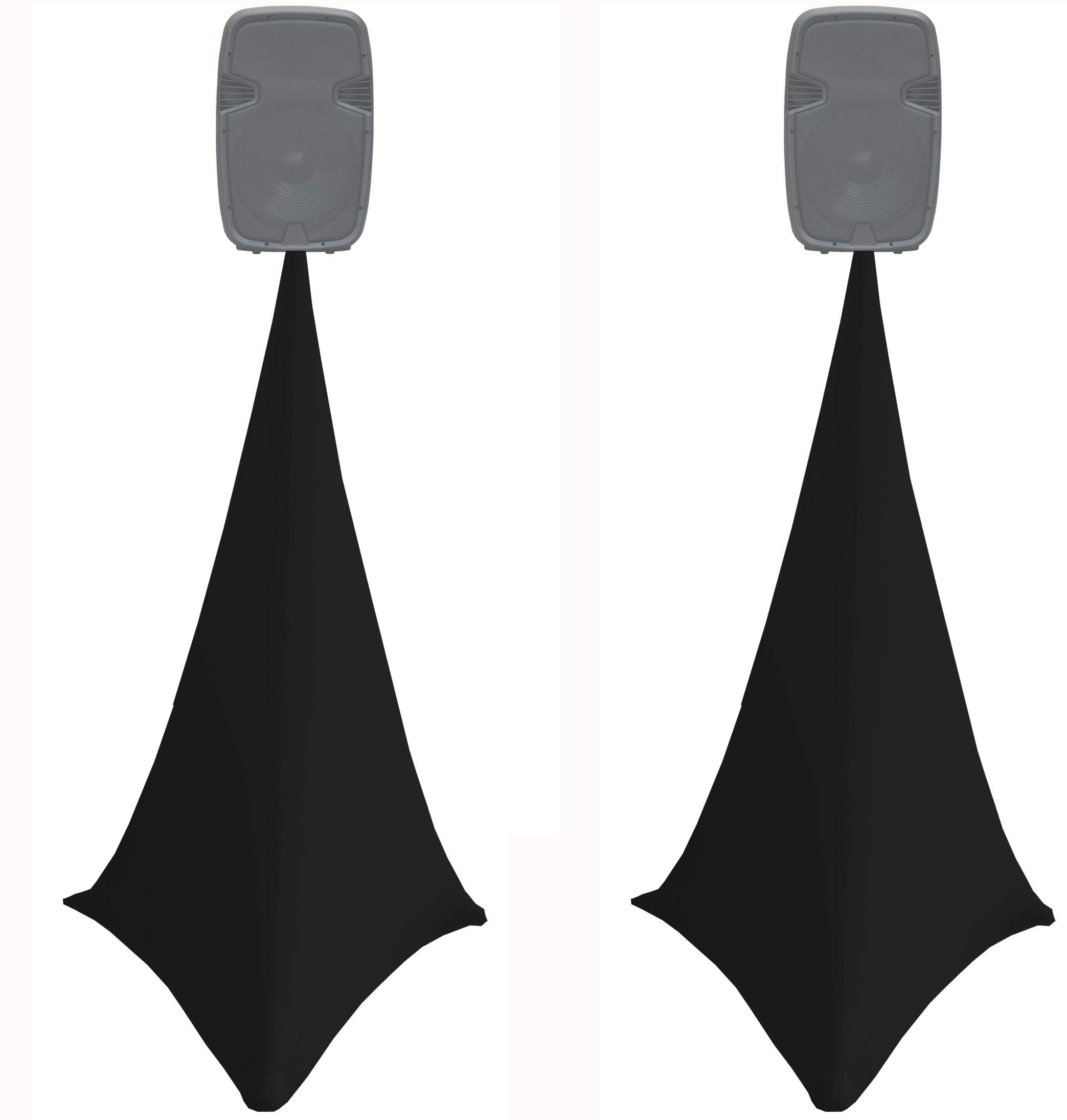 2x black double sided spandex stretch speaker stands scrims, tripod cover โ image 1