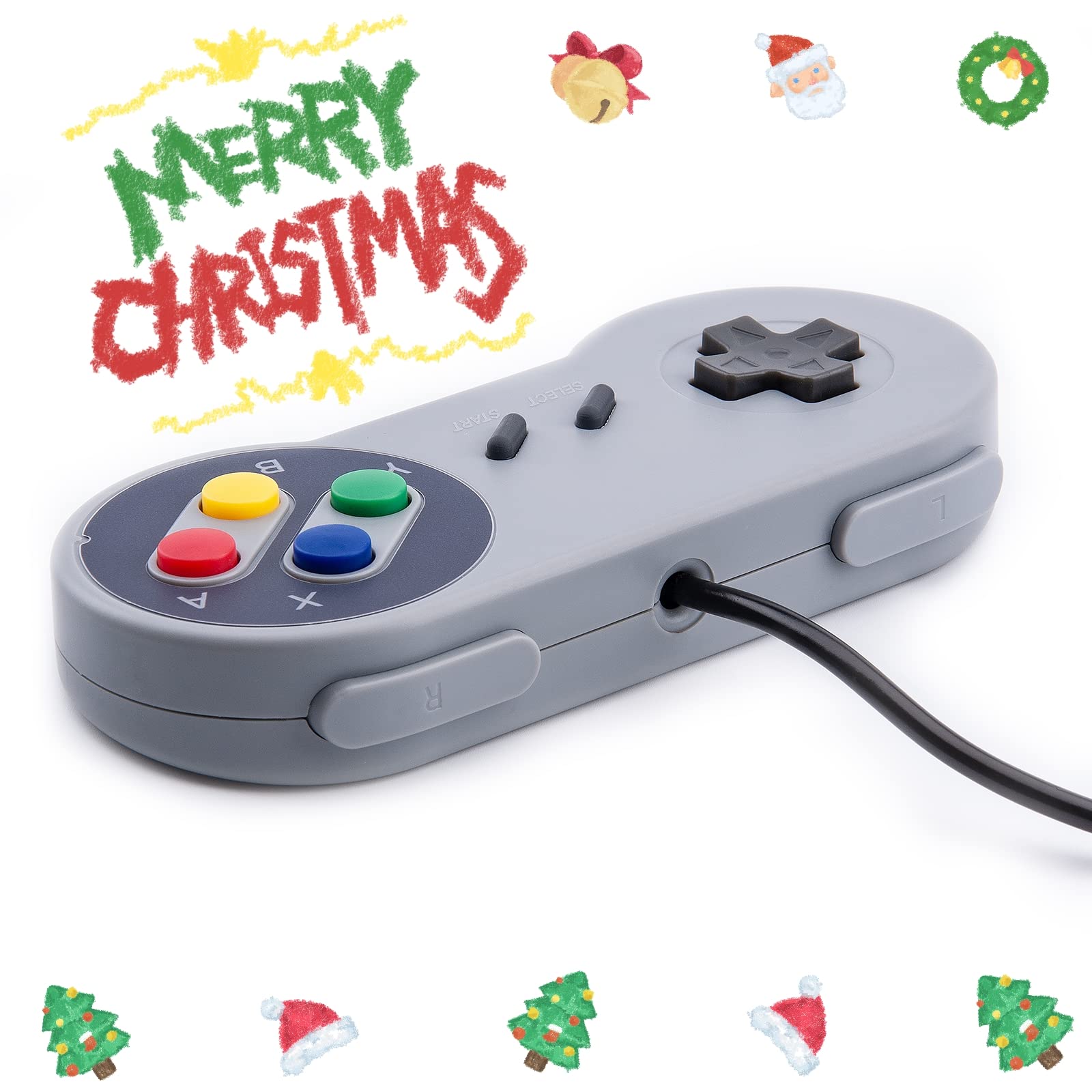 Rii Game Controller, Retro USB Controller for PC Gaming, Super Classic Wired Game Emulator Controller for PC, Raspberry Pi, Windows,Mac,Liunx, Android (Grey, 2 Pack)
