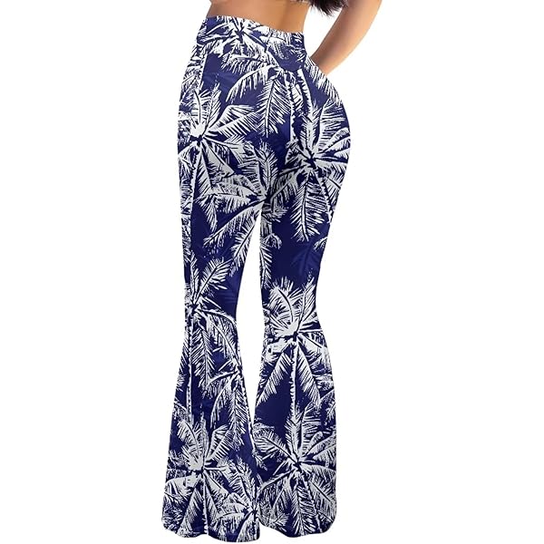 FOMOYUU Boho Print Flare Pants for Women High Waisted