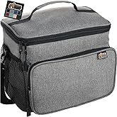 GORILLA GRIP Insulated Lunch Box Bag for Women Men,15L, Leakproof XL Reusable Soft Cooler Bags, Multiple Compartments, Mesh Pockets and Adjustable Strap, Food Tote Keeps Drinks Cold, 13x9, Light Gray