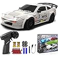 RC Drift Car, 1/24 Remote Control Car, 2.4Ghz 17KM/H High Speed RC Cars with LED Lights, Extra Tires, 2 Rechargeable Batteries, 4WD Racing Car Toys Christmas Birthday Gift for Kids Boys Girls Adults