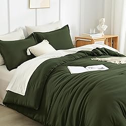 Litanika Dark Olive Green Comforter Set Full, 3