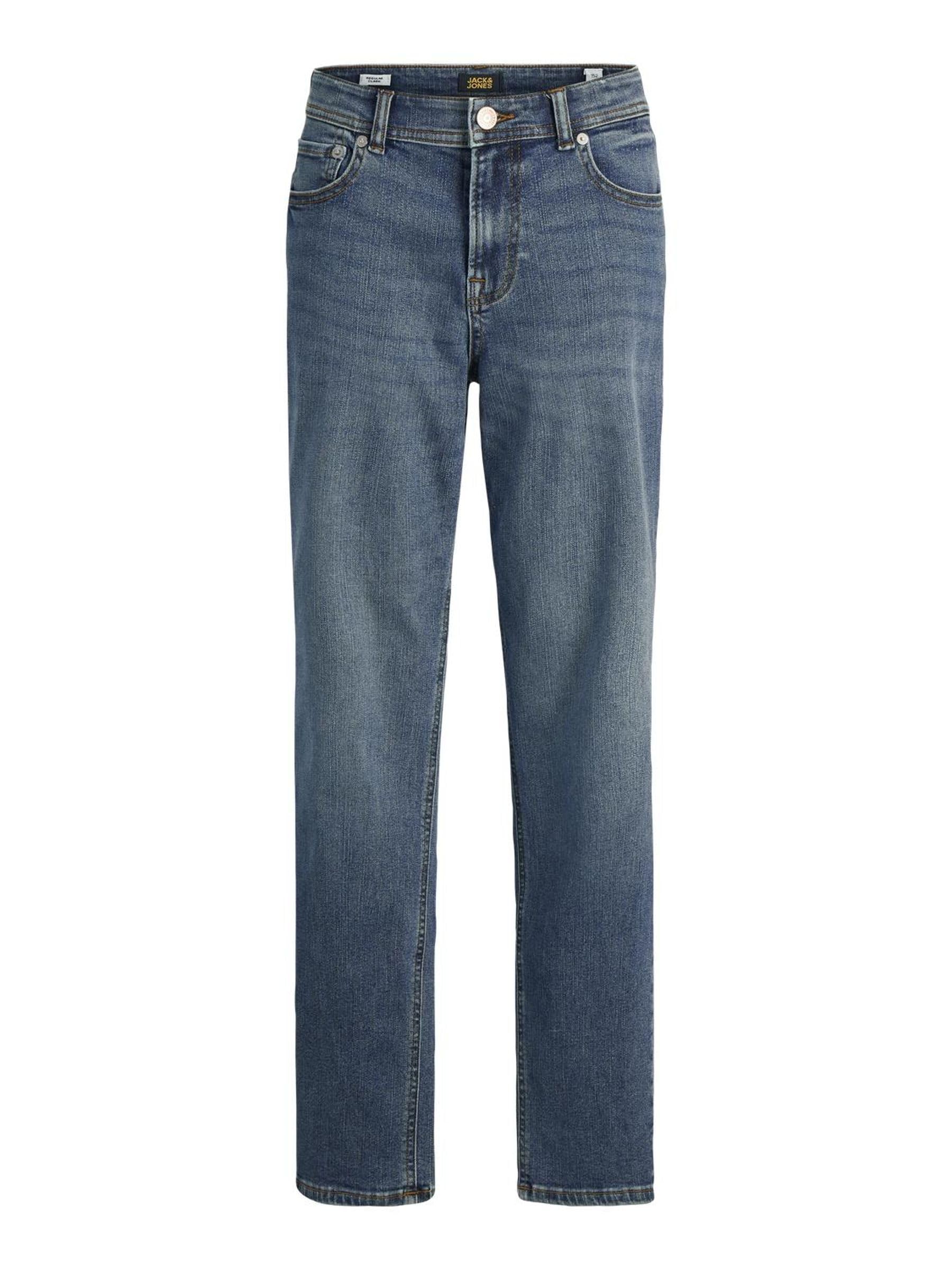 JACK & JONES Jeans Regular Fit Denim Stone Washed Mid Waist mit Heller Naht JJICLARK JJORIGINAL, Farben:Blau,Größe Jeans:W33 L34,Z - Länge L30/32/34/36/38:L34