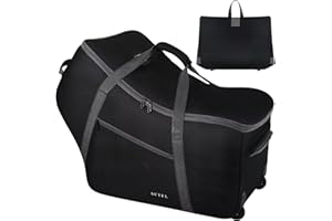 SCTEL Car Seat Travel Bag Fits All Nuna Pipa Car Seat and Base, Doona Travel Bag, Padded Infant Car Seat Bag with Wheels, Airport Gate Check Bag with side pocket, Protective Feet, Double handle
