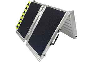 WINVI Non-Skid Wheelchair Ramp Threshold Ramp with a Non-Slip Surface Portable Aluminum Foldable Mobility Scooter Ramp for Home Steps Stairs Doorways Curbs (4 Foot)