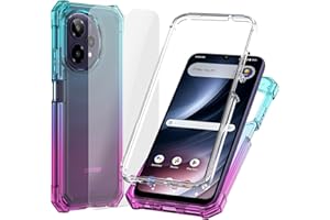 Ailiber Case for ATT Verge 2, with Screen Protector, Cricket Icon Plus Phone Case,Dual Layer Protection, Shockproof Corners TPU Bumper, Hard Silicone Full Body Cell Phone Cover-Blue Pink