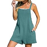 CUPSHE Women's Rompers Sleeveless Square Neck Jumpsuits Wide Leg Bib Overall with Pockets Outfit Casual Beach