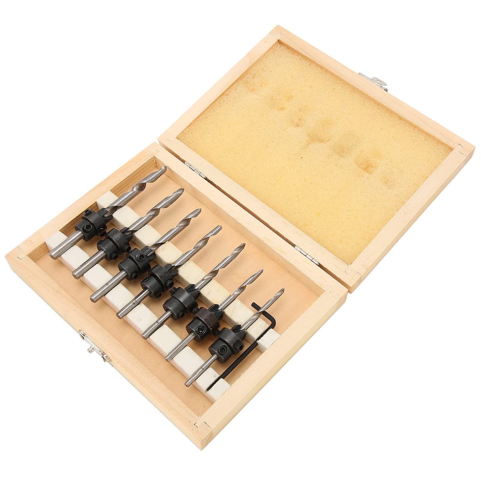 Countersink Drill Bit Set For Wood, Counter Sink Bit 7Pcs Countersink Drill Bits Set Woodworking Drilling Tools Carpentry Reamer and 1Pc Hex Wrench