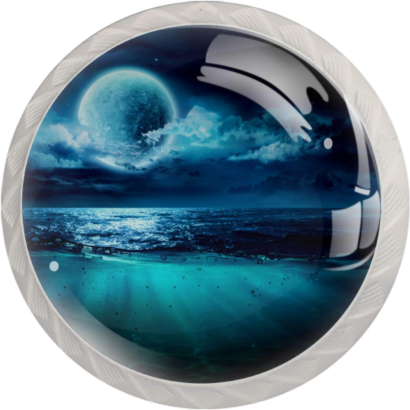 4 Stück runde Kristallglas-Schrankknöpfe Seemondwolke Einzigartig