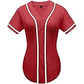 babyhealthy Womens Baseball Jersey Button Down Plain Tshirts Hip Hop Softball Sports Active Tee