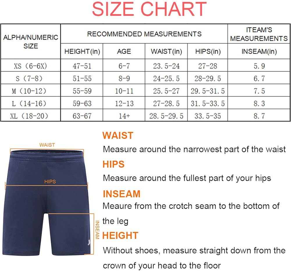 Devoropa Youth Boy's Athletic Basketball Shorts Loose-Fit Performance Sports Workout Shorts Side Pockets: Clothing
