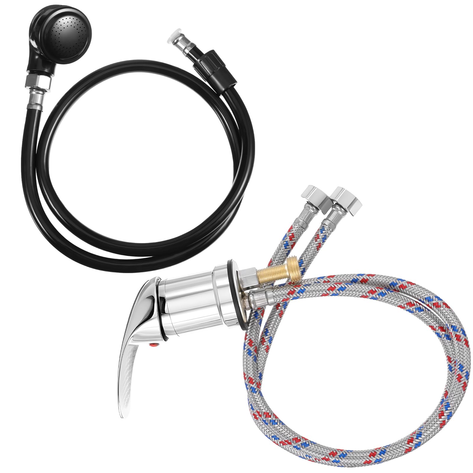 Photo 1 of Salon Shampoo Bowl Faucet, Zinc Alloy Salon-Shampoo Bowl Faucet and Sprayer Kit with Spray Hose, Salon-Sink Faucet-Replacement or Salon Sink Parts for Shampoo Bed