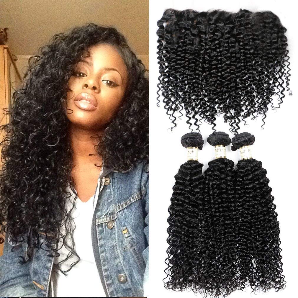 Amazon Com Goldfinch Kinky Curly Bundles With Frontal Brazilian