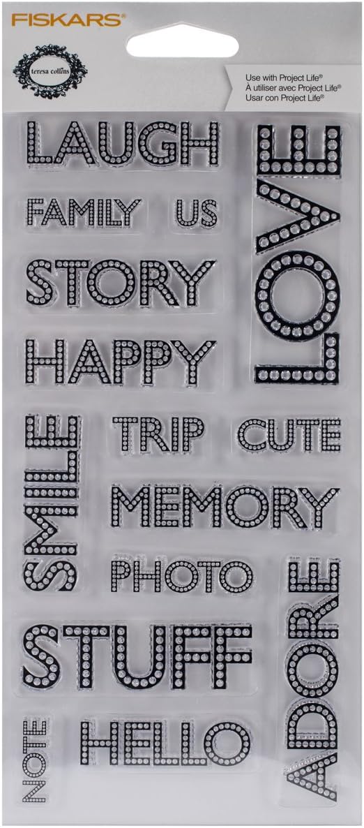 Fiskars 103610-1001 Clear Stamps, 4 by 8-Inch, Teresa Collins Words