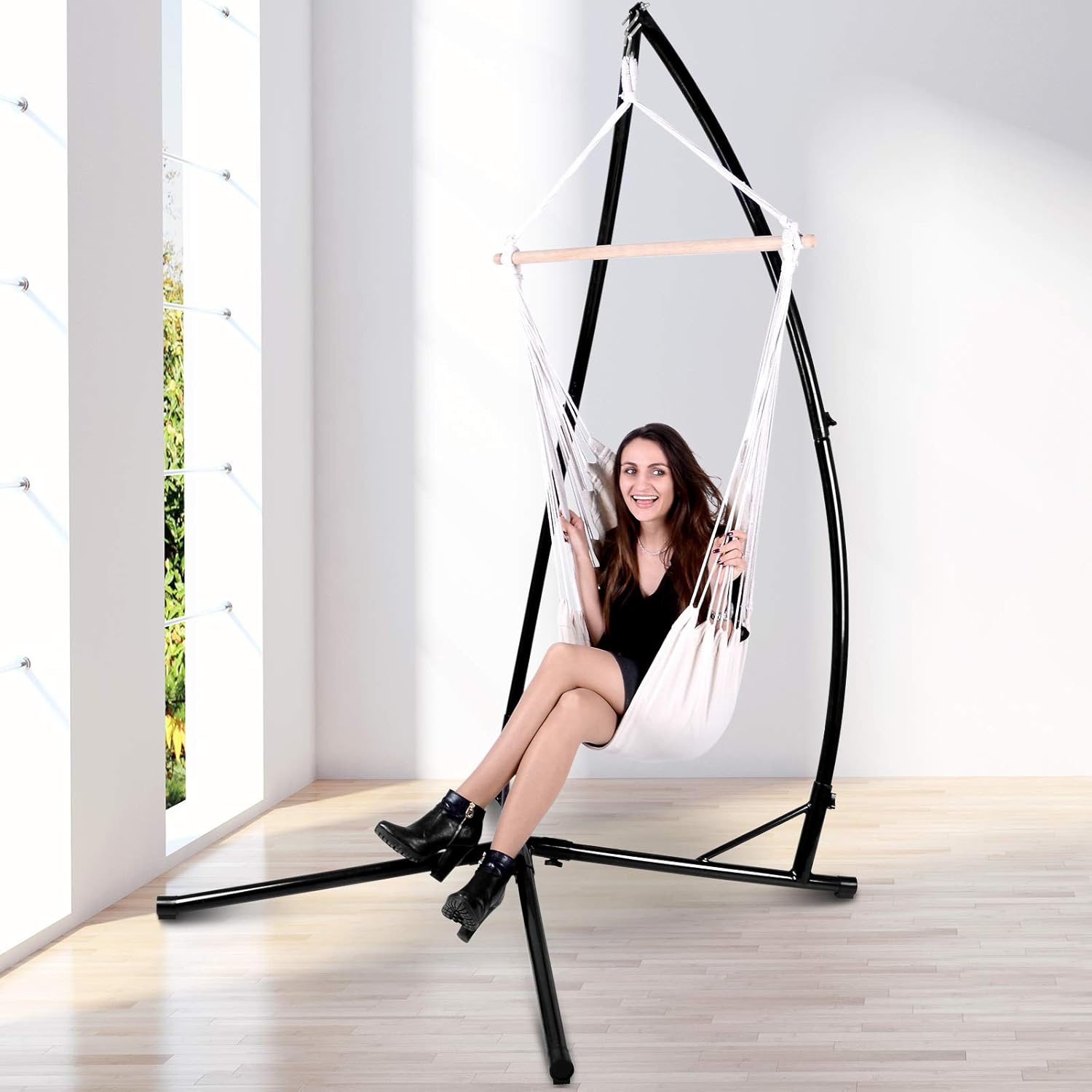 Super Saturday Hanging Chair With Stand 210 Cm High Steel Stand With Fabric Hammock Supports Max
