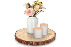 OPULANE Natural Wooden Decorative Tray 9-10 Inches Round Wooden Discs Wood Tray for Farmhouse Coffee Table Rustic Wedding Centerpieces Home Decor Christmas Halloween Decorations