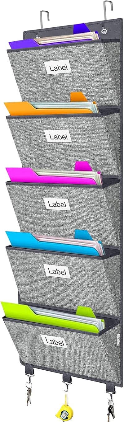 VERONLY Over the Door File Organizer 5 Large Pockets 50.39 Tall