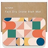 Elyura Colored Geometric Patterns Diatomite Stone Bath Mat Diatomaceous Earth Shower Mat Quick-Dry, Non-Slip, Easy to Clean for Bathroom Floor
