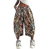 WDIRARA Women's Camo Baggy Cargo Pants Streetwear Capris Sweatpants with Flap Pocket