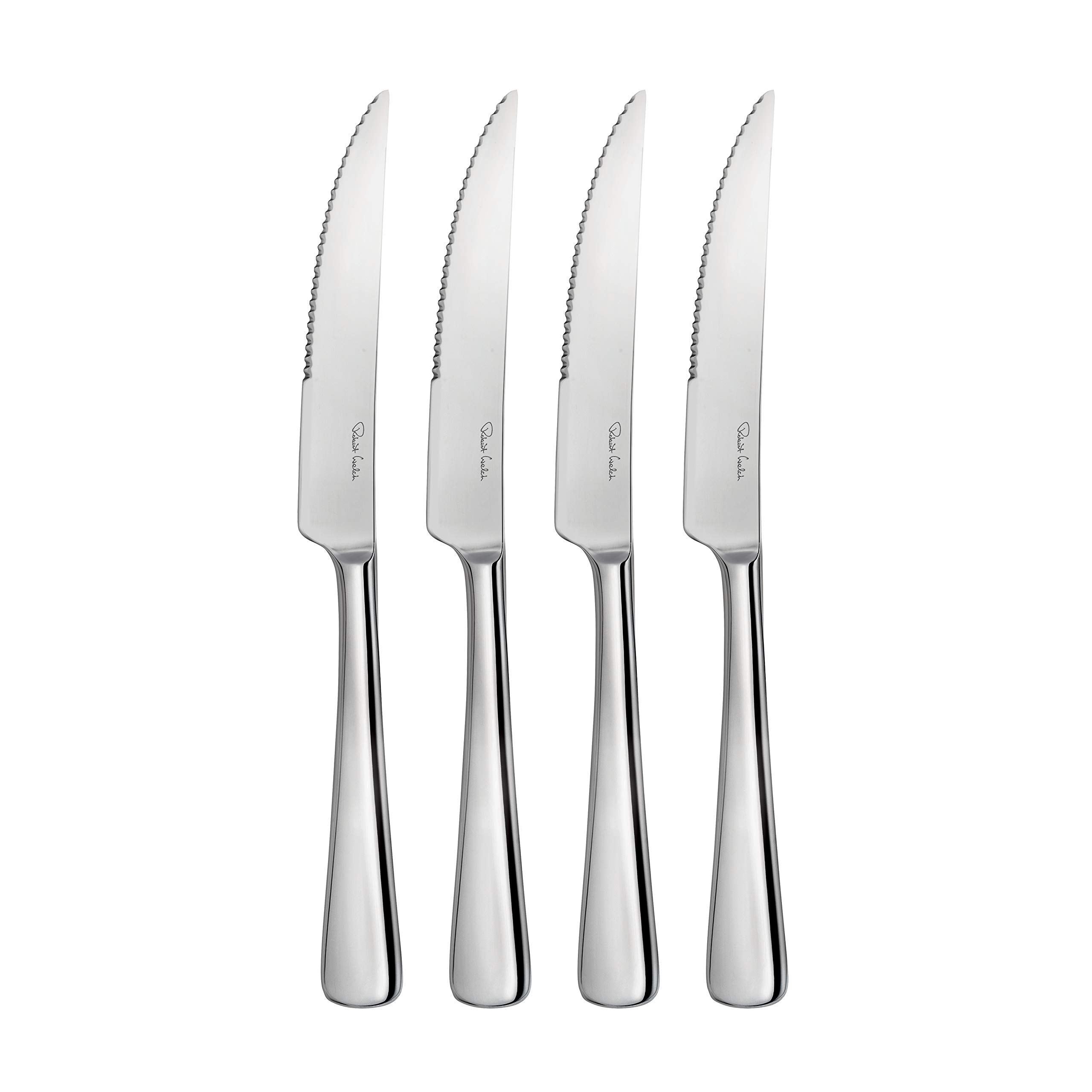 Robert Welch Malvern Bright Cutlery Steak Knife, Set of 4. Made from Stainless Steel. Dishwasher Safe.