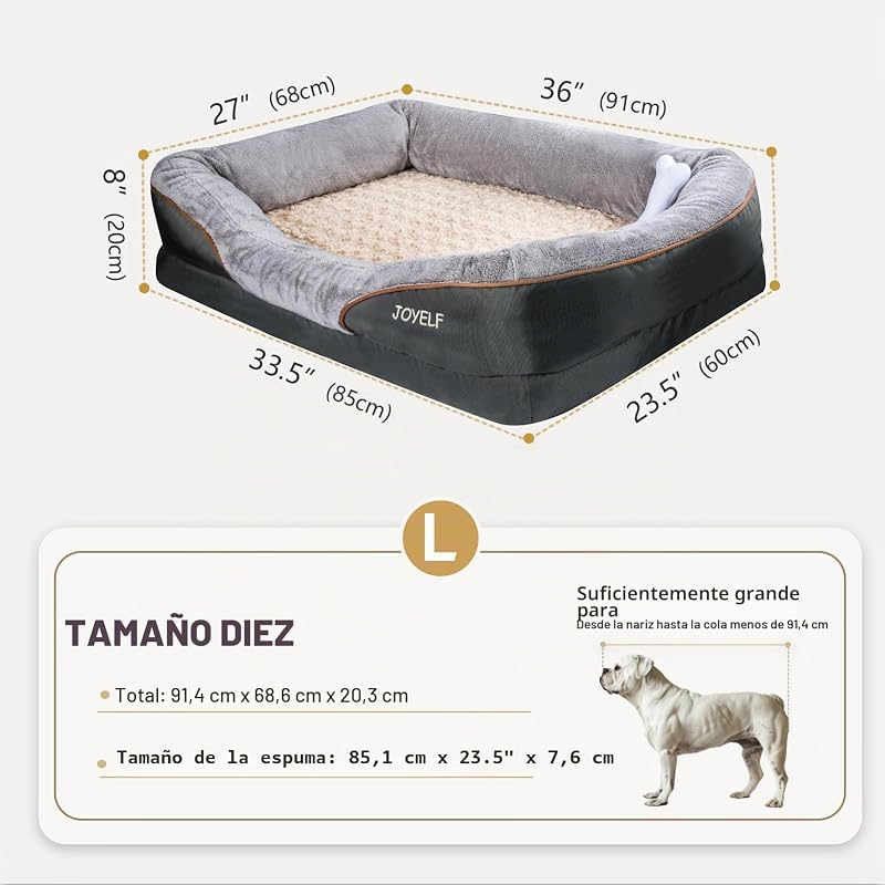 Large Cama de Espuma viscoelástica para Perros, Cama ortopédica para Perros y sofá con Funda extraíble Lavable y Juguetes chirriadores como Regalo